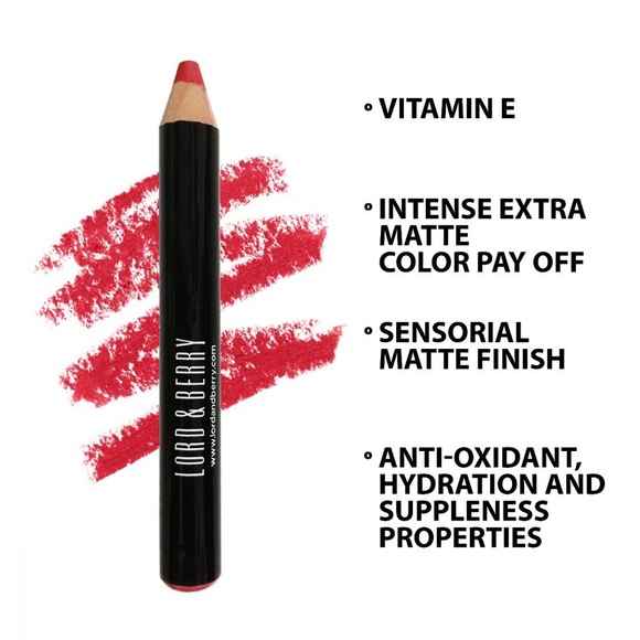 Lord & Berry Maximatte Crayon Lipstick, #3408 Here-and-Now, a warm scarlet red - Picture 5 of 6